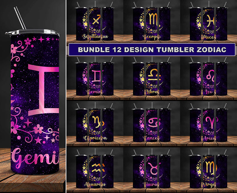 12 Zodiac Bundle 20oz Tumbler Sublimation Design ,Zodiac Tumbler wrap 57
