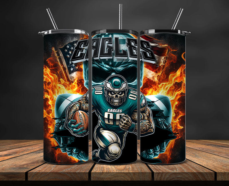 Philadelphia Eagles Fire Tumbler Wraps,NFL Tumbler By AI, AI Tumbler Design 58