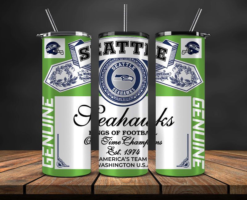 Seattle Seahawks Tumbler Wrap,Vintage Budweise Tumbler Wrap , NFL Football 20oz LUJ- 62