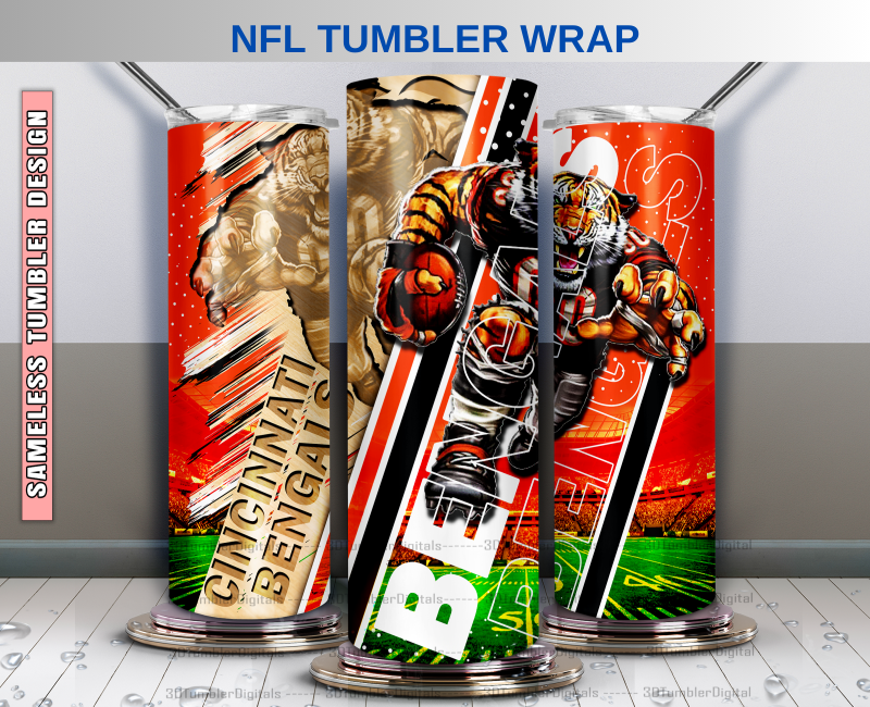 Bengals Tumbler 20oz , Nfl Wood Mascot Tumbler 20oz, Nfl Mascot Tumbler LUS-62