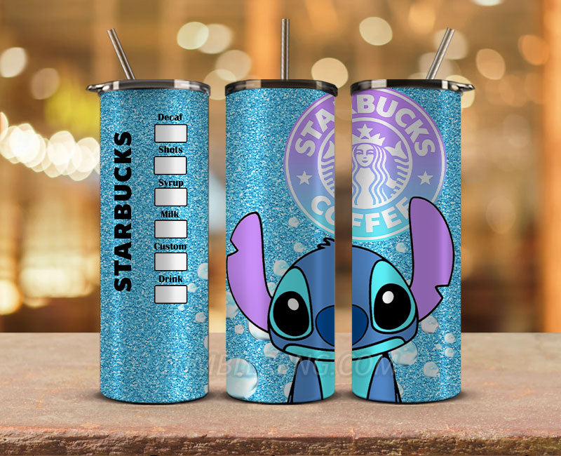 Stitch Starbucks 20oz Tumbler Png,20 oz Skinny Tumbler Wraps, Stitch Tumbler Wrap 06
