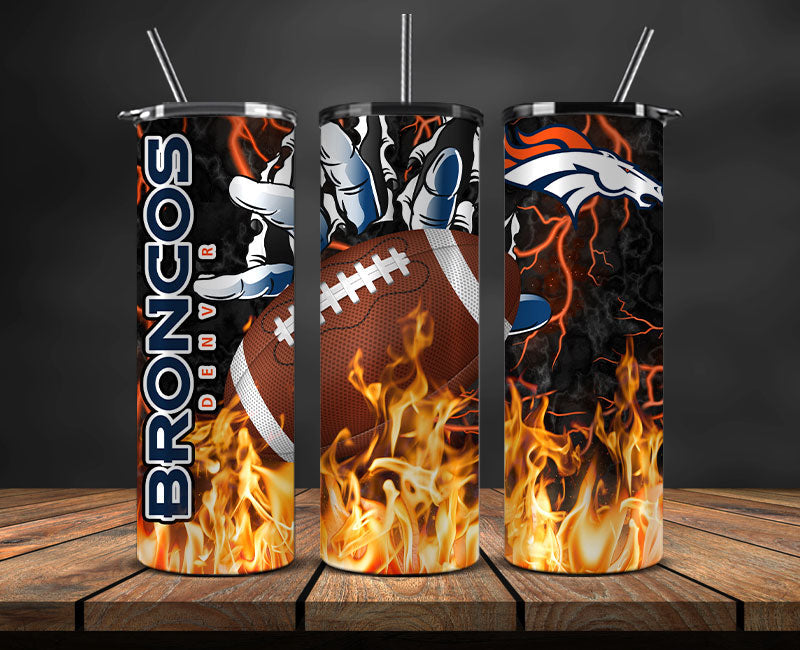 Denver Broncos Tumbler Wrap, Fire Hand Tumbler Wrap , NFL Football 20oz LUJ- 06