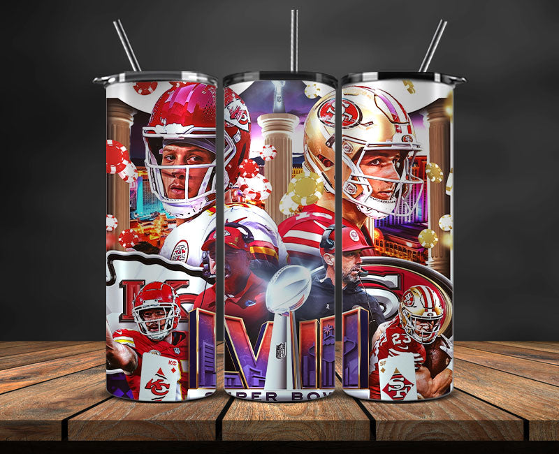 Kansas City Chiefs Vs San Francisco 49ers Super Bowl Tumbler Png, Super Bowl 2024 Tumbler Wrap 77