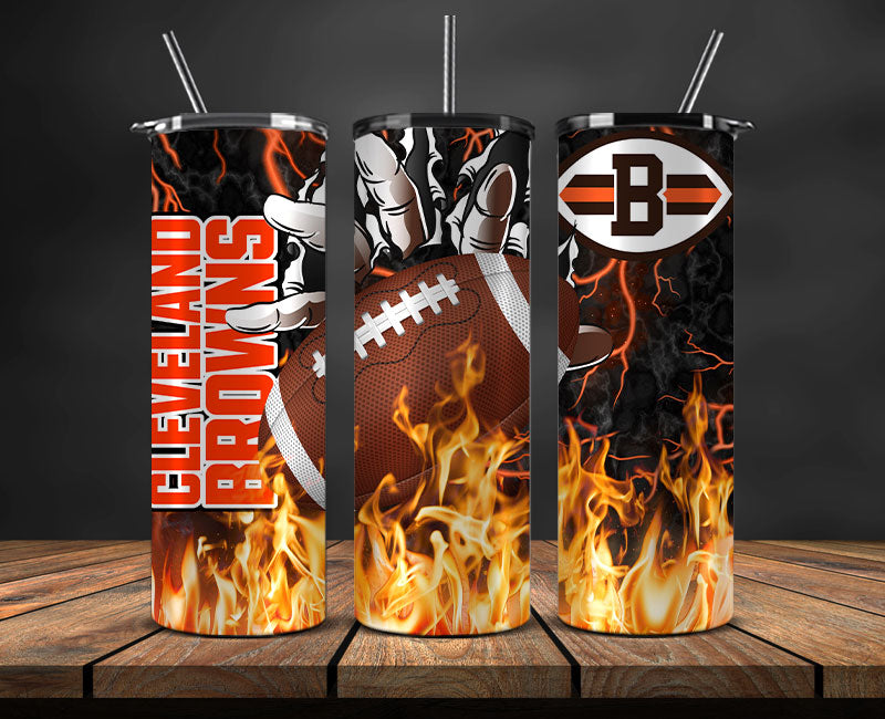 Cleveland Browns Tumbler Wrap, Fire Hand Tumbler Wrap , NFL Football 20oz LUJ- 07