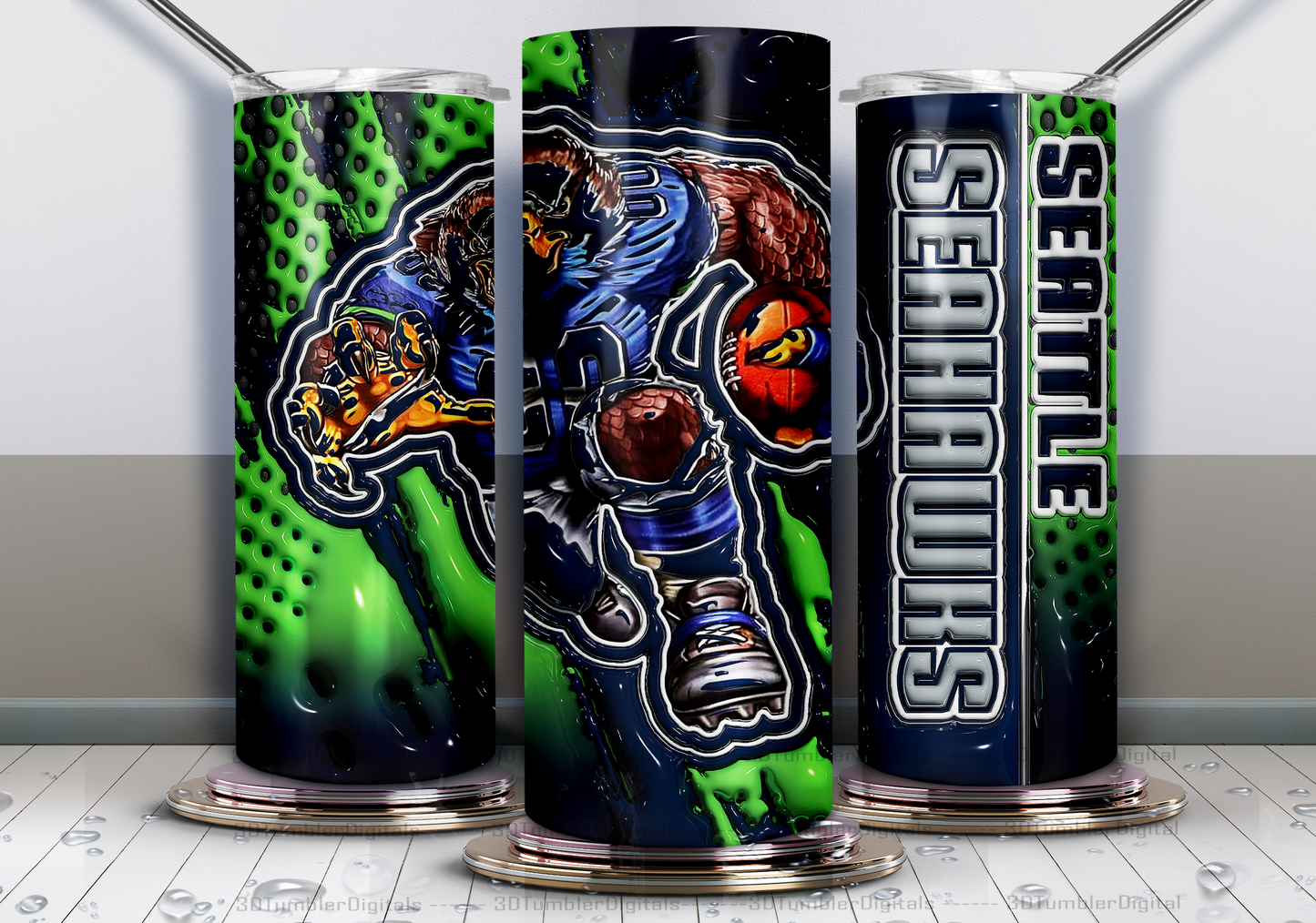 Seahawks Tumbler 20oz , 3D Nfl Tumbler 20oz, Nfl Mascot Tumbler LUS- 08