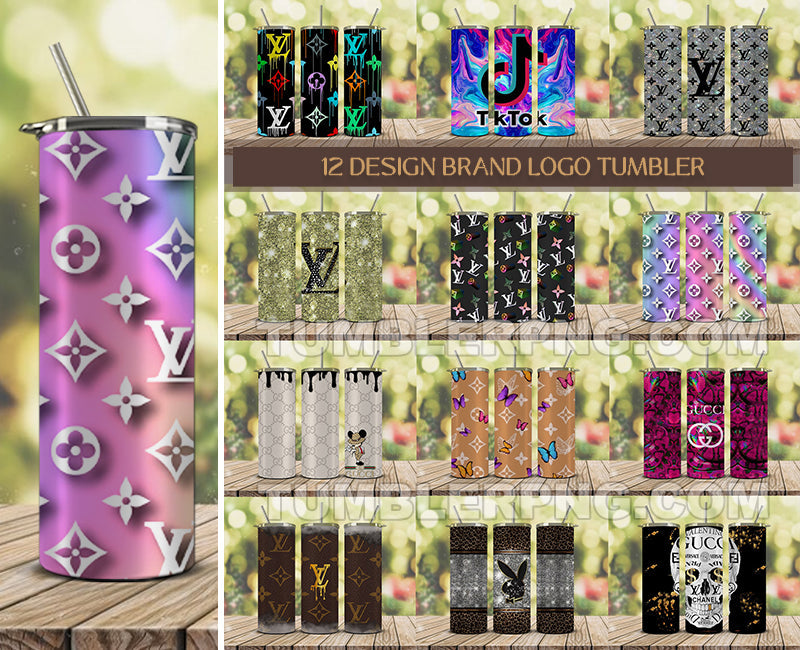 Tumbler Wraps 20 oz, Fashion Luxury Logo Tumbler Wrap Png Bundle, Logo Brand Tumbler , Logo Fashion , Skinny 20oz Sublimation , Tumbler Wrap Bundle Designs 03