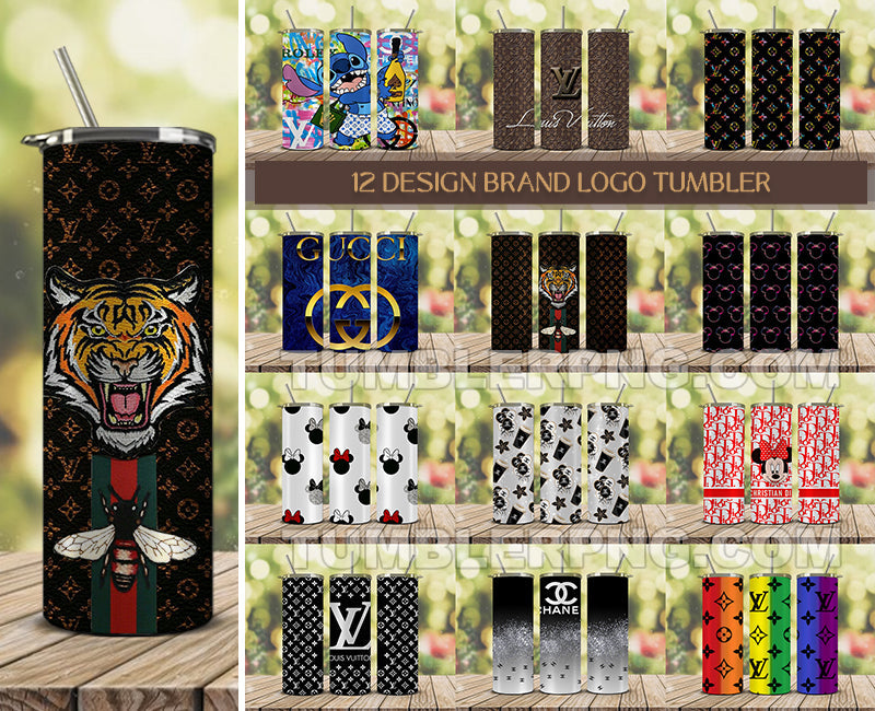 Tumbler Wraps 20 oz, Fashion Luxury Logo Tumbler Wrap Png Bundle, Logo Brand Tumbler , Logo Fashion , Skin 20oz Sublimation , Tumbler Wrap Bundle Designs 10
