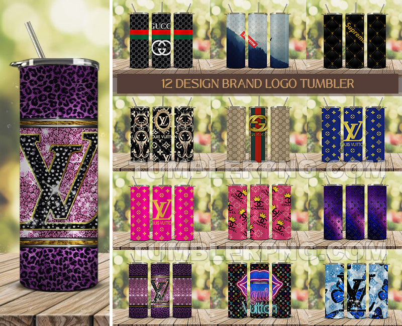 Tumbler Wraps 20 oz, Fashion Luxury Logo Tumbler Wrap Png Bundle, Logo Brand Tumbler , Logo Fashion , Skin 20oz Sublimation , Tumbler Wrap Bundle Designs 09