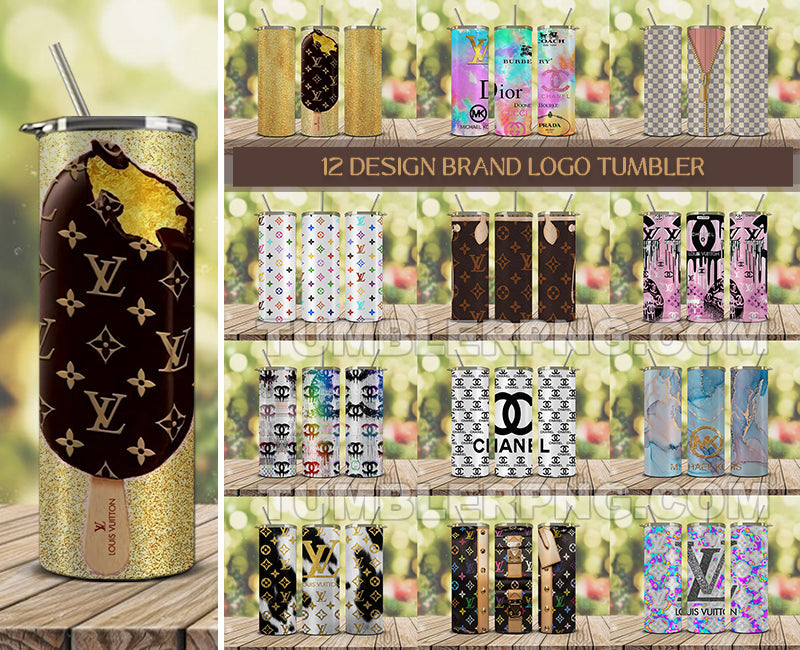 Tumbler Wraps 20 oz, Fashion Luxury Logo Tumbler Wrap Png Bundle, Logo Brand Tumbler , 20oz Skinny , Tumbler Wrap Bundle Designs 02