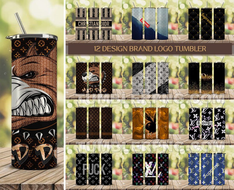 Tumbler Wraps 20 oz, Fashion Luxury Logo Tumbler Wrap Png Bundle, Logo Brand Tumbler , Logo Fashion , Skinny 20oz Sublimation , Tumbler Wrap Bundle Designs 08