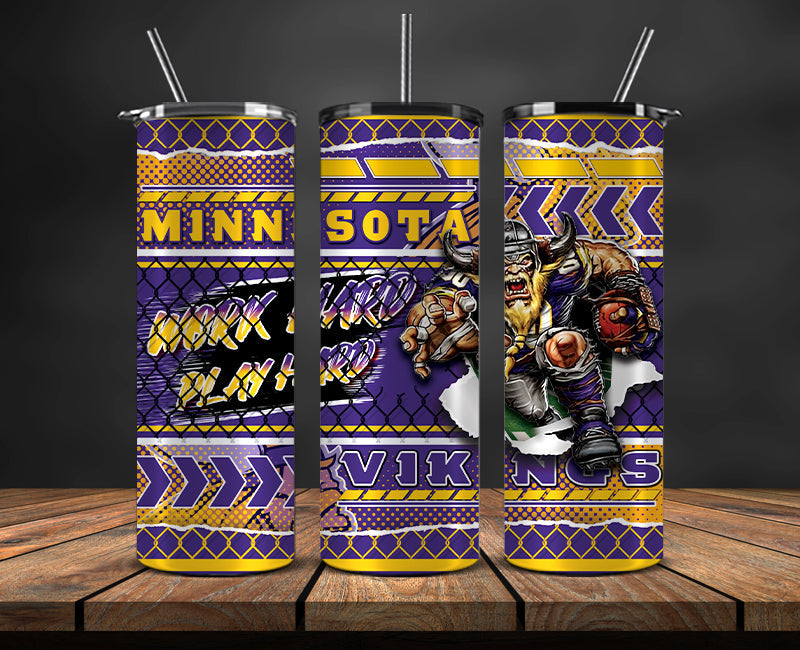 American football themed tumbler wrap design for 20oz skinny tumbler, sports fan style