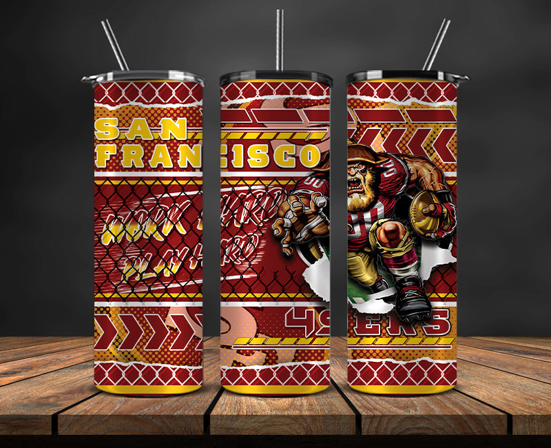 American football themed tumbler wrap design for 20oz skinny tumbler, sports fan style