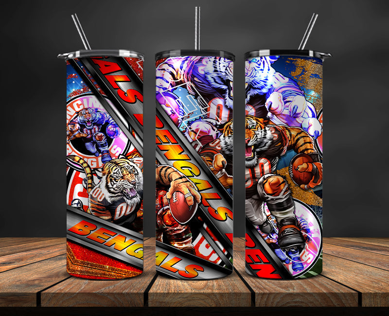 American football themed tumbler wrap design for 20oz skinny tumbler, sports fan style