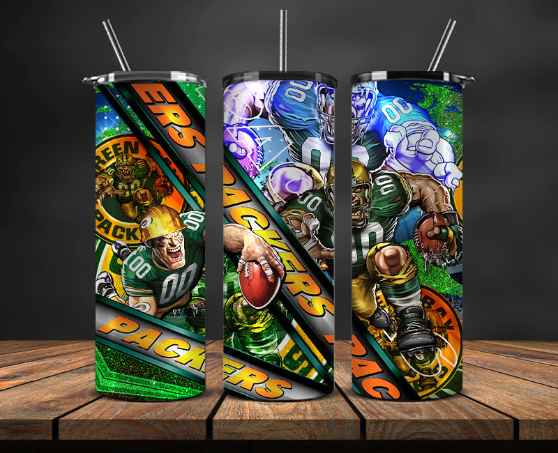 American football themed tumbler wrap design for 20oz skinny tumbler, sports fan style