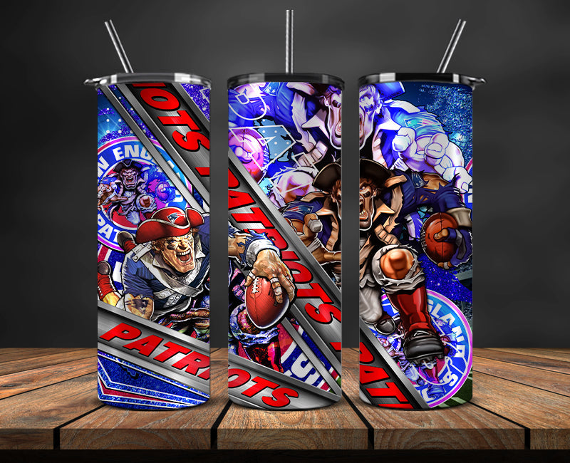 American football themed tumbler wrap design for 20oz skinny tumbler, sports fan style
