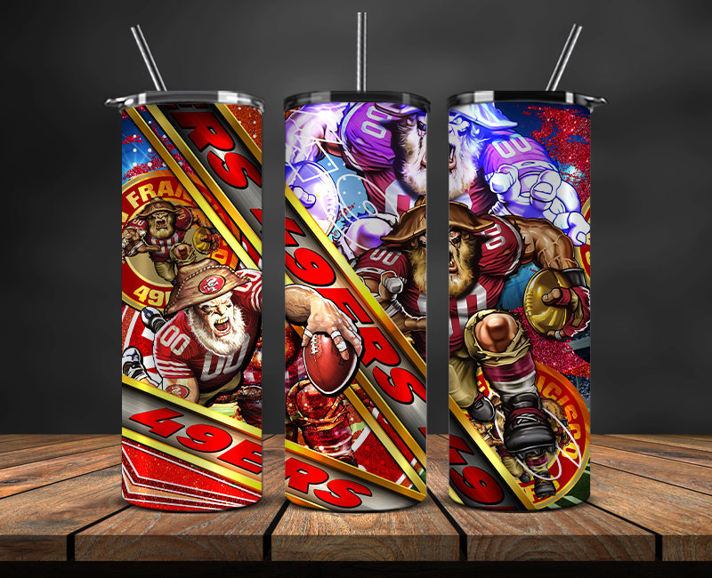 American football themed tumbler wrap design for 20oz skinny tumbler, sports fan style