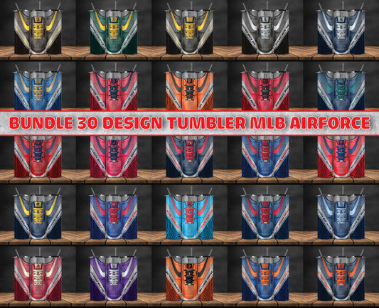 Bundle 30 Design Tumbler MLB Air Force, MLB Sneaker Tumbler Wrap ,Bundle Sport Tumbler 105
