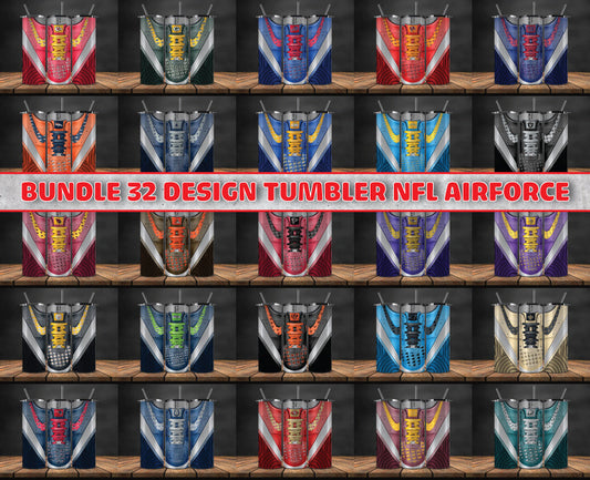 Bundle 32 Design Tumbler NFL Air Force, NFL Sneaker Tumbler Wrap ,Bundle Sport Tumbler 108