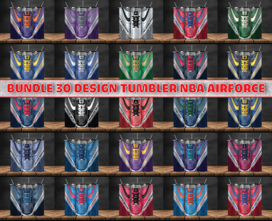 Bundle 30 Design Tumbler NBA Air Force, NBA Sneaker Tumbler Wrap ,Bundle Sport Tumbler 110