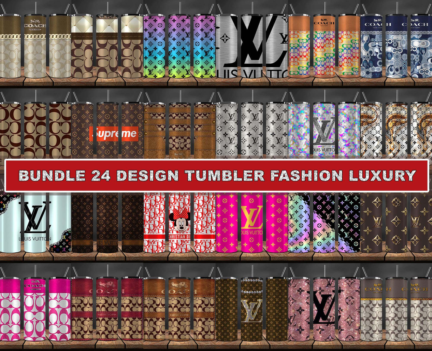 Bundle 24 Design Tumbler Fashion, Luxury Designer Tumbler Design,Digital Luxury Fashion 20oz Tumbler Wrap,Tumbler Logo Brand 115