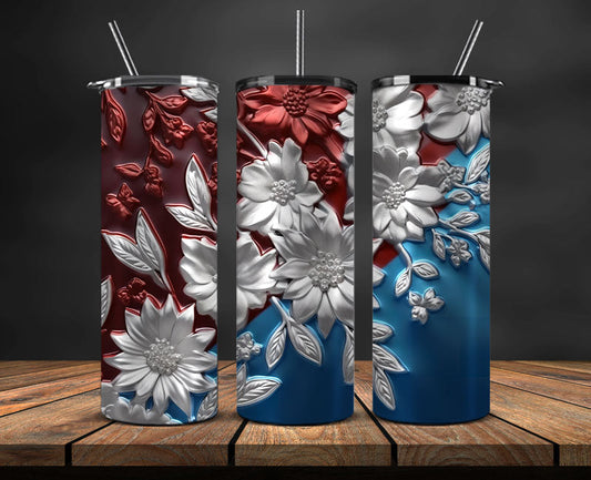 3D Flowers Tumbler Wrap, 3D Floral Sublimation Tumbler Design , 3D Tumbler Wrap,Instant Digital Download PNG 11