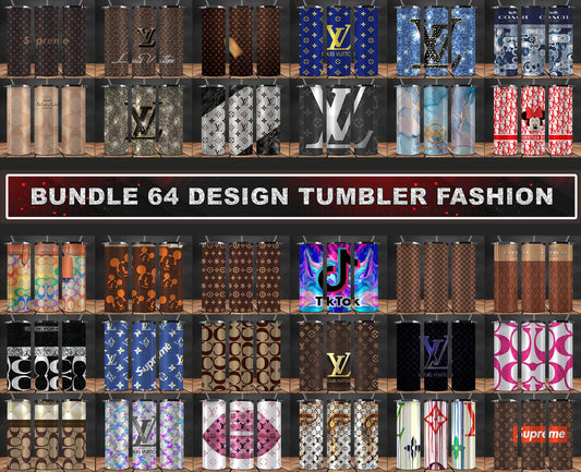 Bundle 64 Design Tumbler Fashion, Luxury Designer Tumbler Design,Digital Luxury Fashion 20oz Tumbler Wrap,Tumbler Logo Brand 120