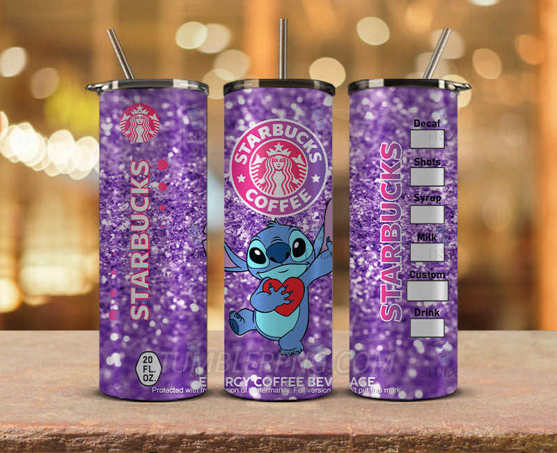 Stitch Starbucks 20oz Tumbler Png,20 oz Skinny Tumbler Wraps, Stitch Tumbler Wrap 14