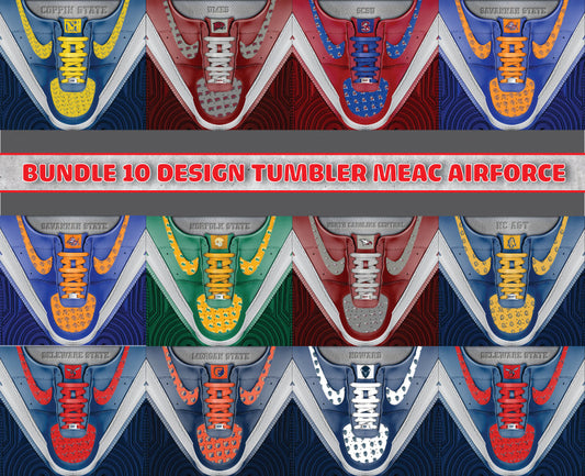 Bundle 10 Design Tumbler MEAC College , College Sneaker Tumbler Wrap ,Bundle Sport Tumbler 155
