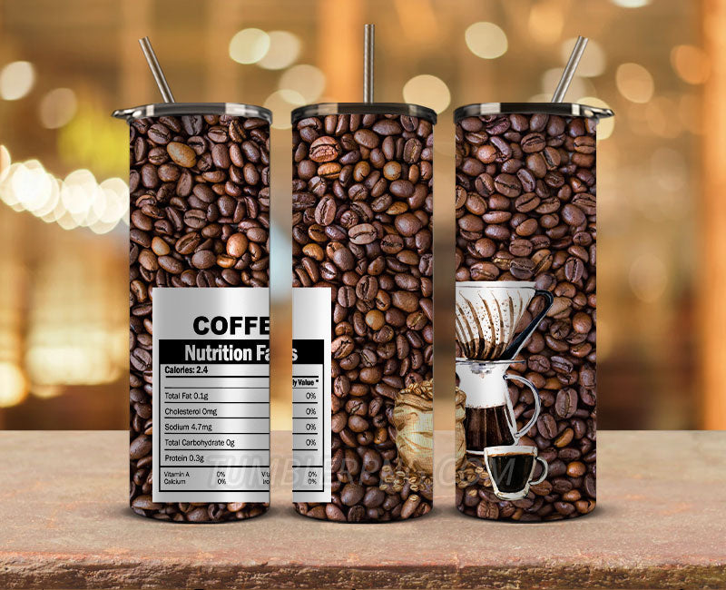 Coffee 20 oz Skinny Tumbler Sublimation Png, Coffee Tumbler Wrap 16