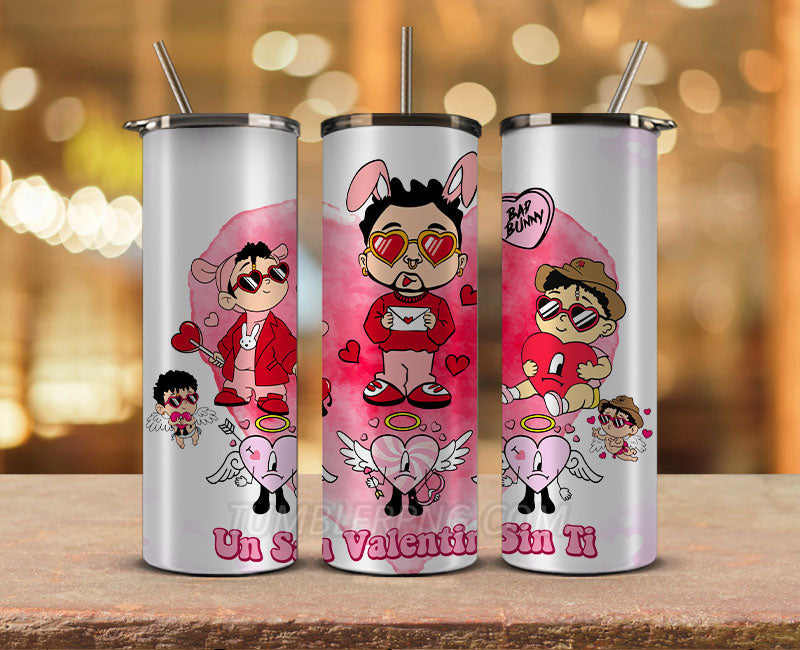 Valentine Tumbler Wraps, Valentines Day Wraps,Valentines Bad Bunny Png, Valentine Gifts,Valentine Tumbler 50