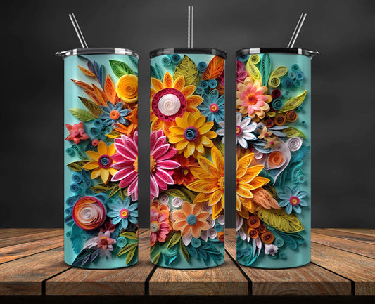 3D Flowers Tumbler Wrap, 3D Floral Sublimation Tumbler Design , 3D Tumbler Wrap,Instant Digital Download PNG 17