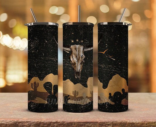 Western Tumbler Design Cowgirl Bull Cow Skull,Cowhide Tumbler Png,Cowhide Skull Western Tumbler Wrap 17
