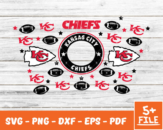 Kansas city Chiefs Full Wrap Template Svg, Cup Wrap Coffee 17
