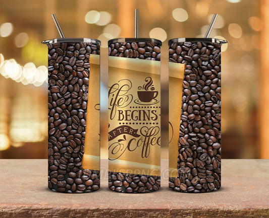 Coffee 20 oz Skinny Tumbler Sublimation Png, Coffee Tumbler Wrap 20