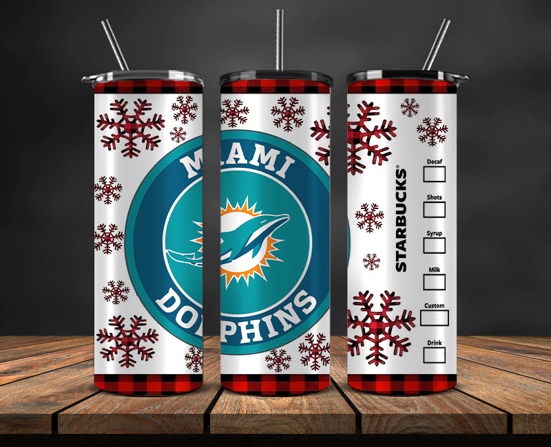 Miami Dolphins Christmas Tumbler 20oz,NFL Merry Christmas 20oz, NFL Christmas Tumbler 20oz 20