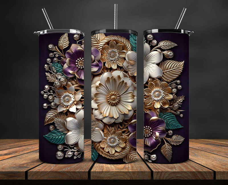 3D Flowers Tumbler Wrap, 3D Floral Sublimation Tumbler Design , 3D Tumbler Wrap,Instant Digital Download PNG 20