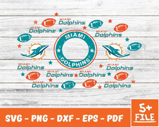 Miami Dolphins Full Wrap Template Svg, Cup Wrap Coffee 20