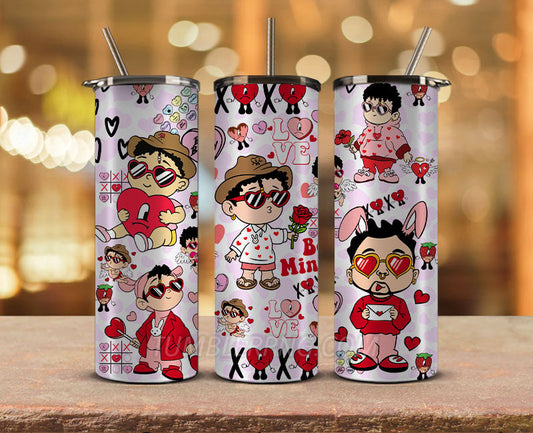 Valentine Tumbler Wraps, Valentines Day Wraps,Valentines Bad Bunny Png, Valentine Gifts,Valentine Tumbler 55