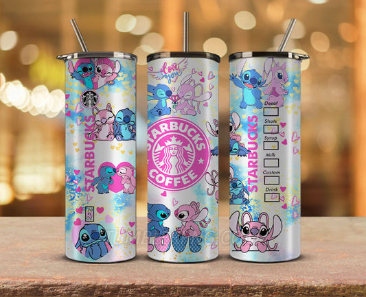 Stitch Starbucks 20oz Tumbler Png,20 oz Skinny Tumbler Wraps, Stitch Tumbler Wrap 21