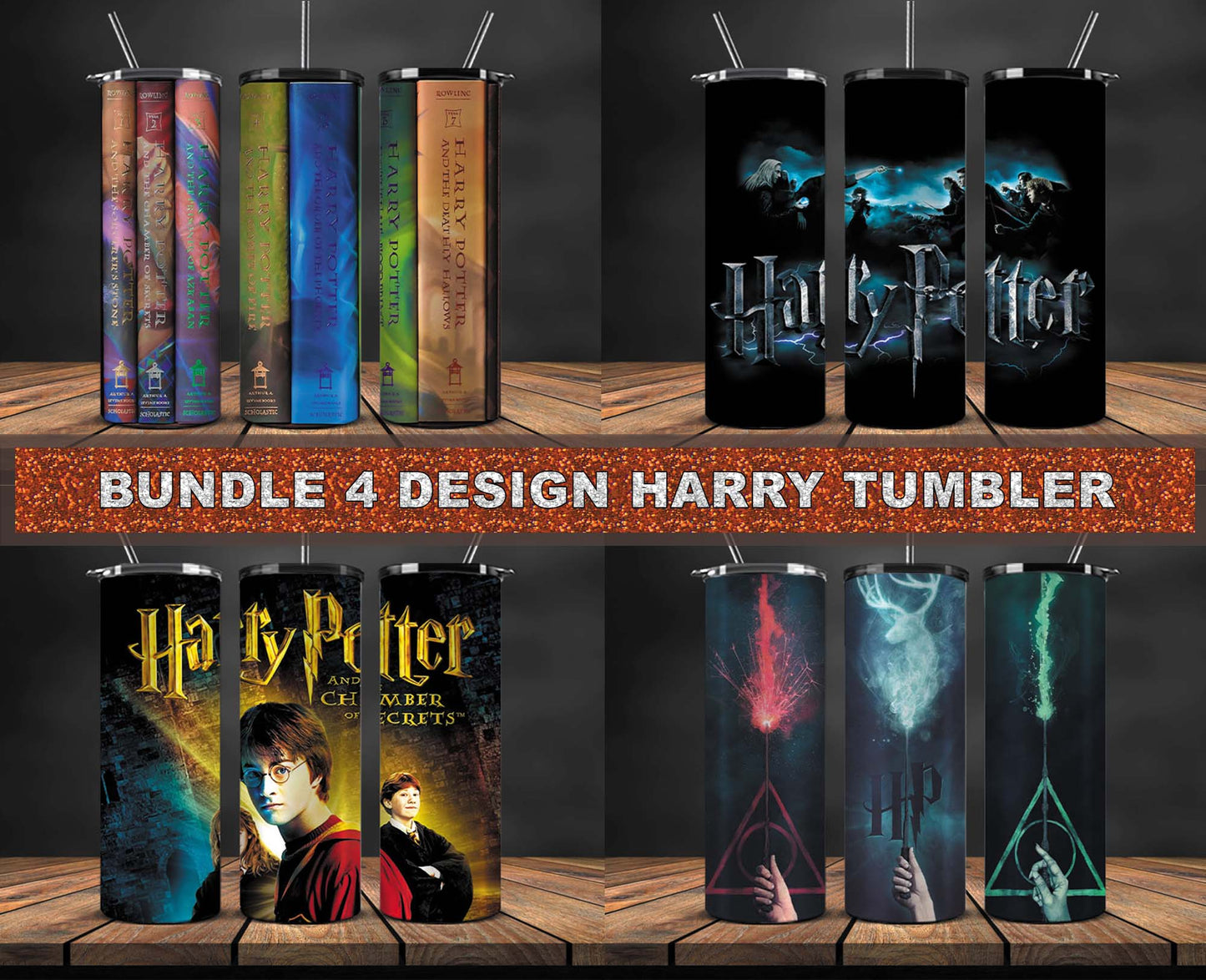 4 Design Mega Bundle of Harry Skinny Tumbler Template ,Harry Magic Tumbler, Magic Tumbler, Tumbler Wrap, Harry Tumbler Wrap 23