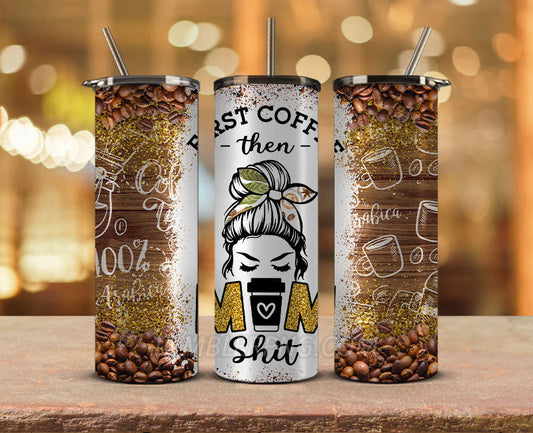 Coffee 20 oz Skinny Tumbler Sublimation Png, Coffee Tumbler Wrap 23