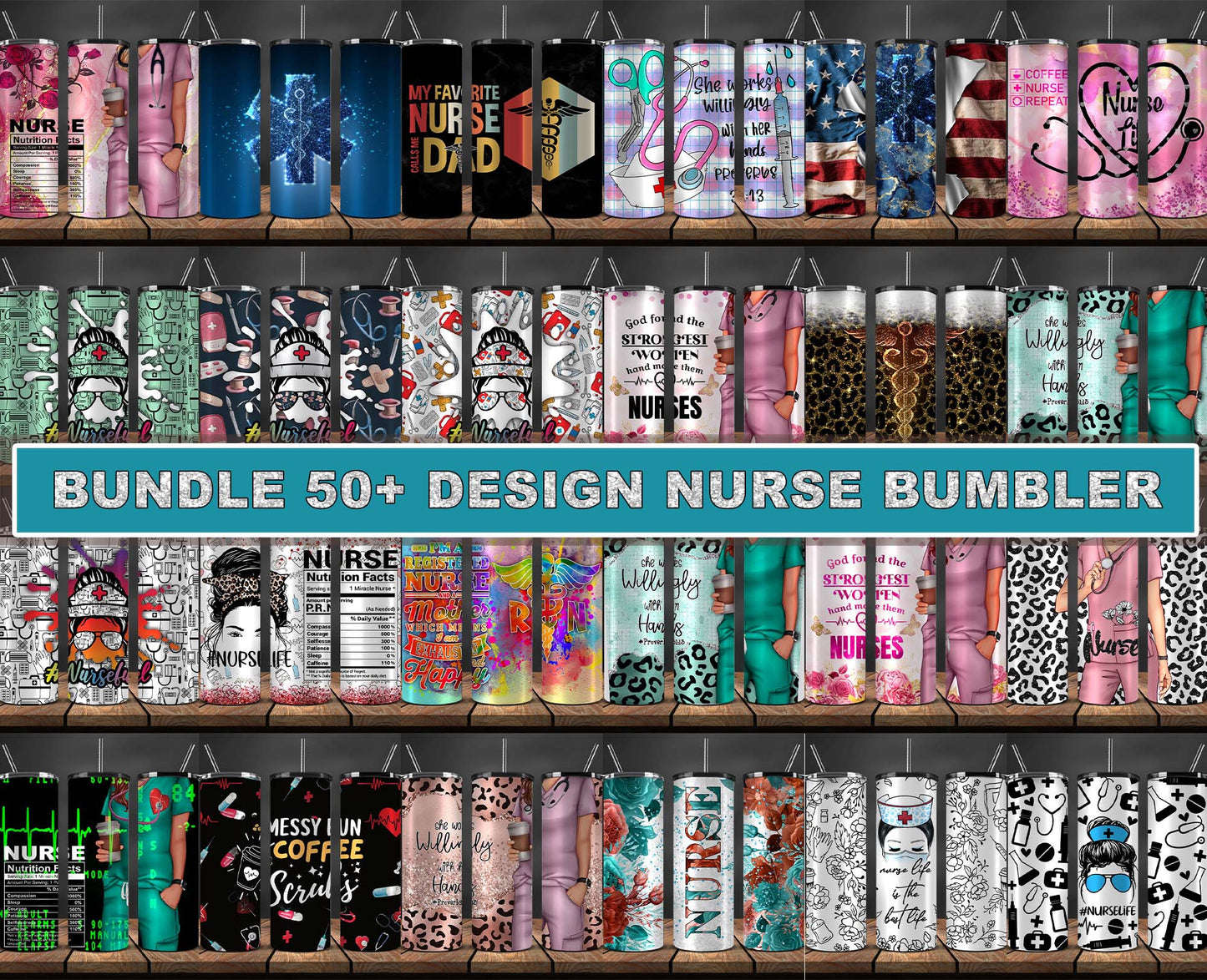 50 Design Bundle Nurse 20oz Tumbler PNG, Nurse Tumbler Png Nurse Tumbler Wrap,Gift For Nurse 23