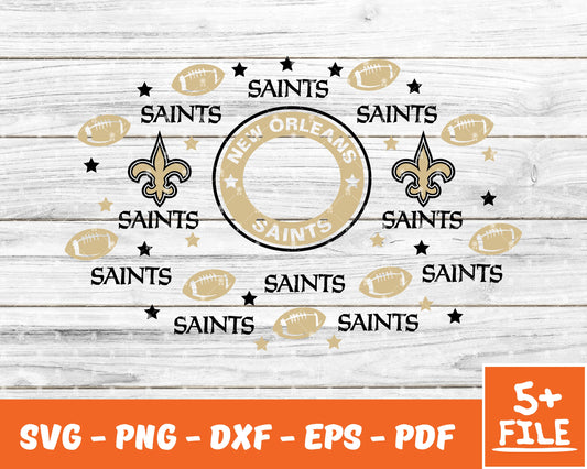 New Orleans Saints Full Wrap Template Svg, Cup Wrap Coffee 23