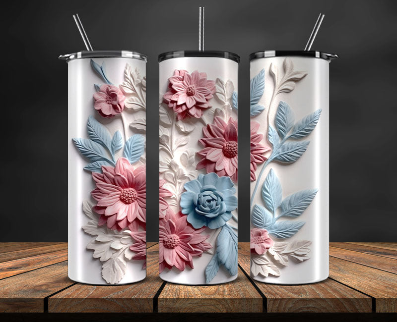 3D Flowers Tumbler Wrap, 3D Floral Sublimation Tumbler Design , 3D Tumbler Wrap,Instant Digital Download PNG 25