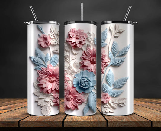 3D Flowers Tumbler Wrap, 3D Floral Sublimation Tumbler Design , 3D Tumbler Wrap,Instant Digital Download PNG 25