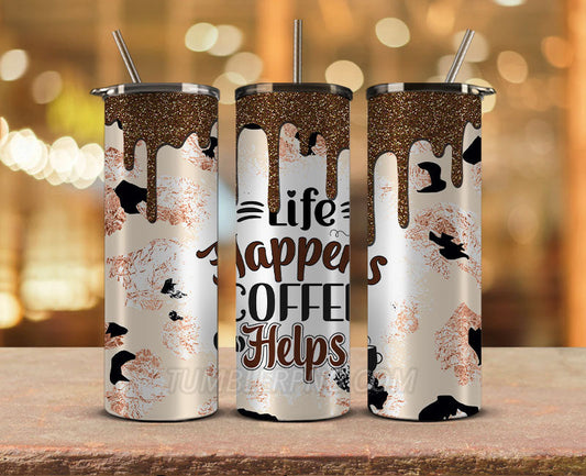 Coffee 20 oz Skinny Tumbler Sublimation Png, Coffee Tumbler Wrap 26