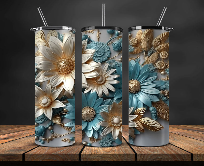 3D Flowers Tumbler Wrap, 3D Floral Sublimation Tumbler Design , 3D Tumbler Wrap,Instant Digital Download PNG 28