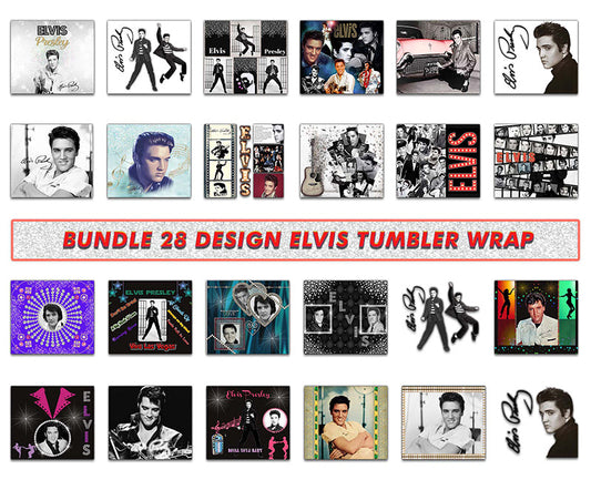 Bundle 28 Design Elvis 20oz Tumbler ,Elvis Tumbler Wrap 29