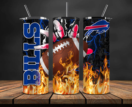 Buffalo Bills Tumbler Wrap, Fire Hand Tumbler Wrap , NFL Football 20oz LUJ- 02