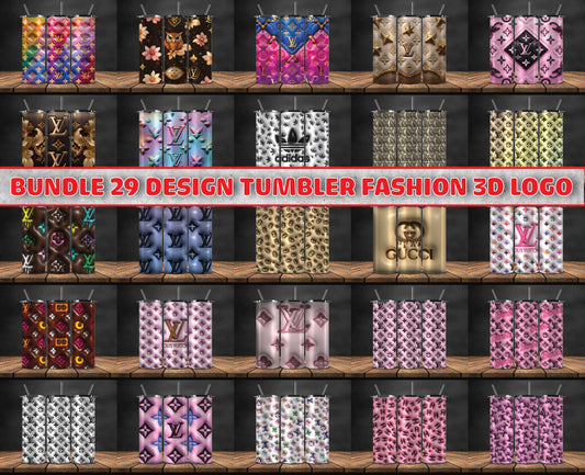 Bundle 29 Design Tumbler Fashion 3D Logo Fashion Patterns ,Logo LV 3d Inflatable, Logo Fashion Tumbler 30